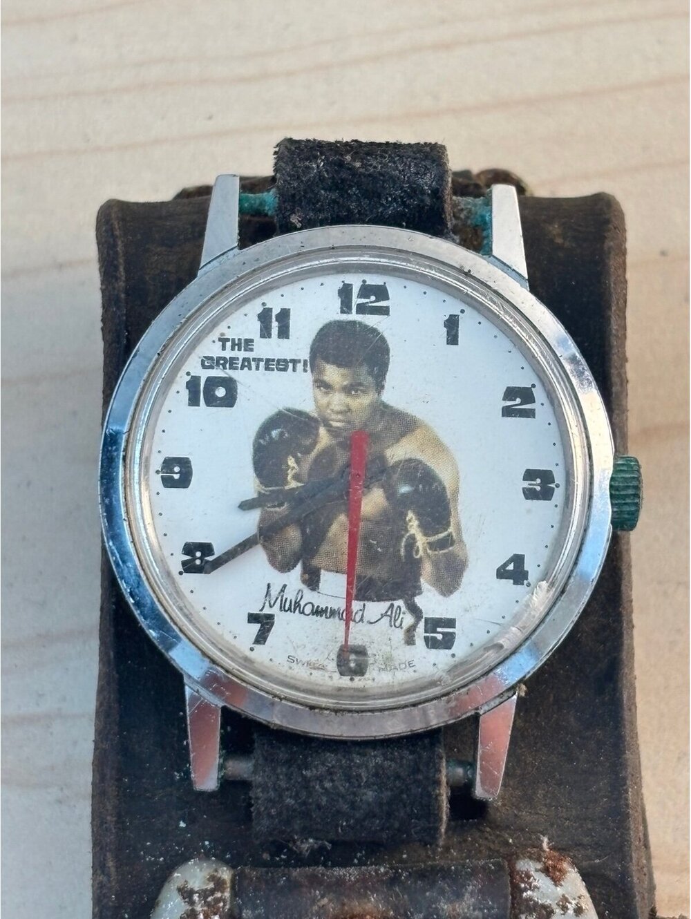 Vintage Muhammad Ali watch - thick leather band